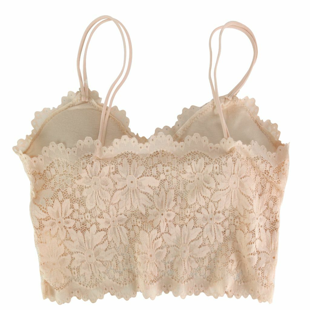 Women Sexy Lace V Neck Padded Lingerie Crochet Bralette Bra Crop Top Cami Tank