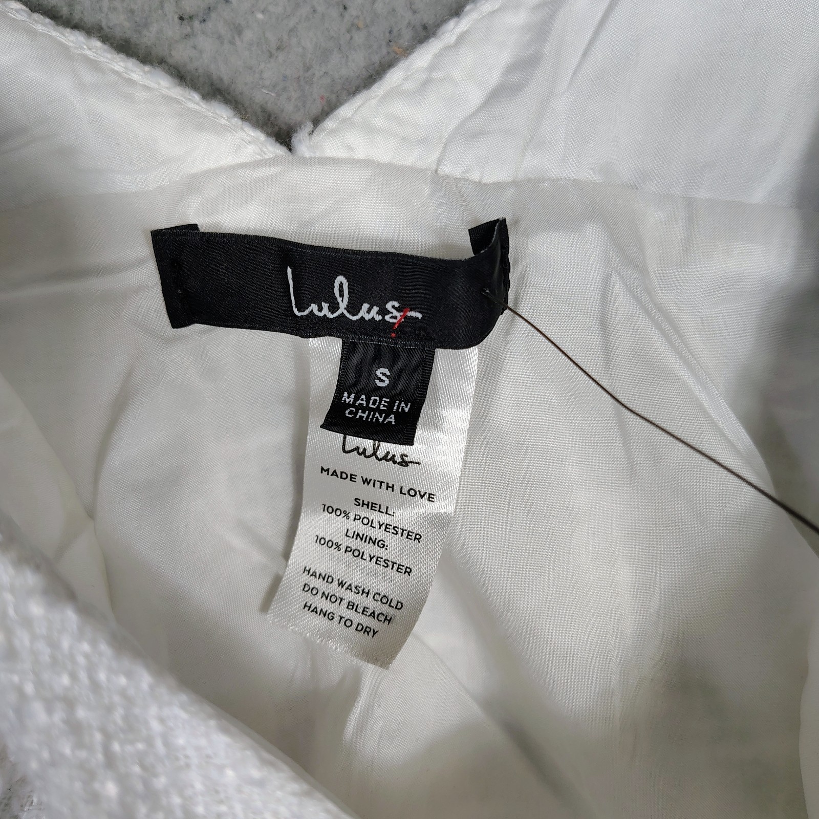 Lulus Tank Top Women’s Small White Tweed Lined Sleeveless V-Neck Cropped NWT