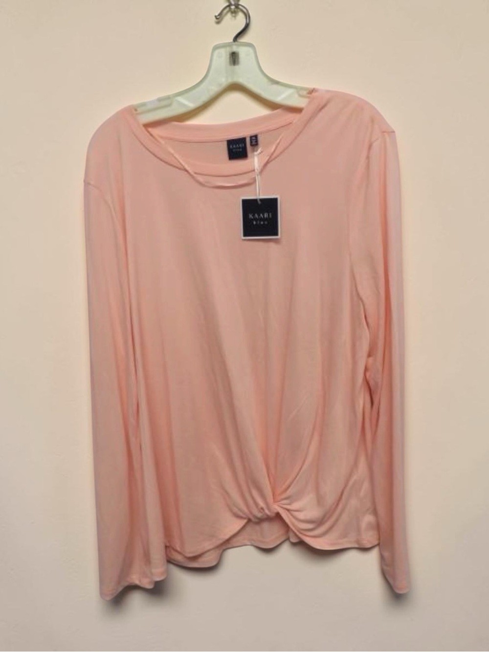 Kaari Blue Women’s XL Peach Pink Twist Front Long Sleeve Modal Top NWT