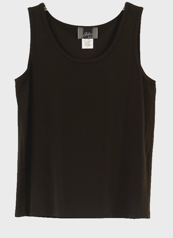 Slinky Brand Stretch Tank Top No Wrinkle Sz Large Brown Pull On Women Zi14