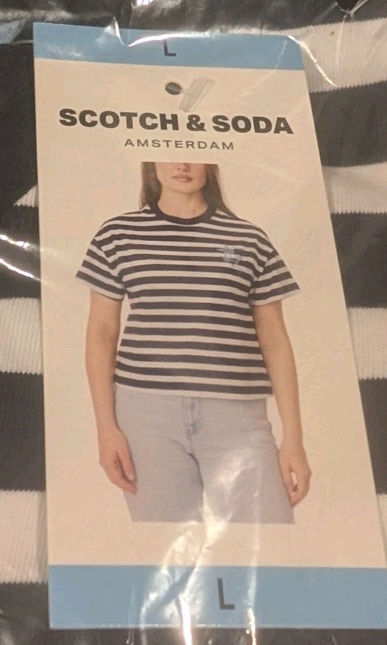 NWT Scotch & Soda Amsterdam Women’s Boxy Striped Tee Blue/White