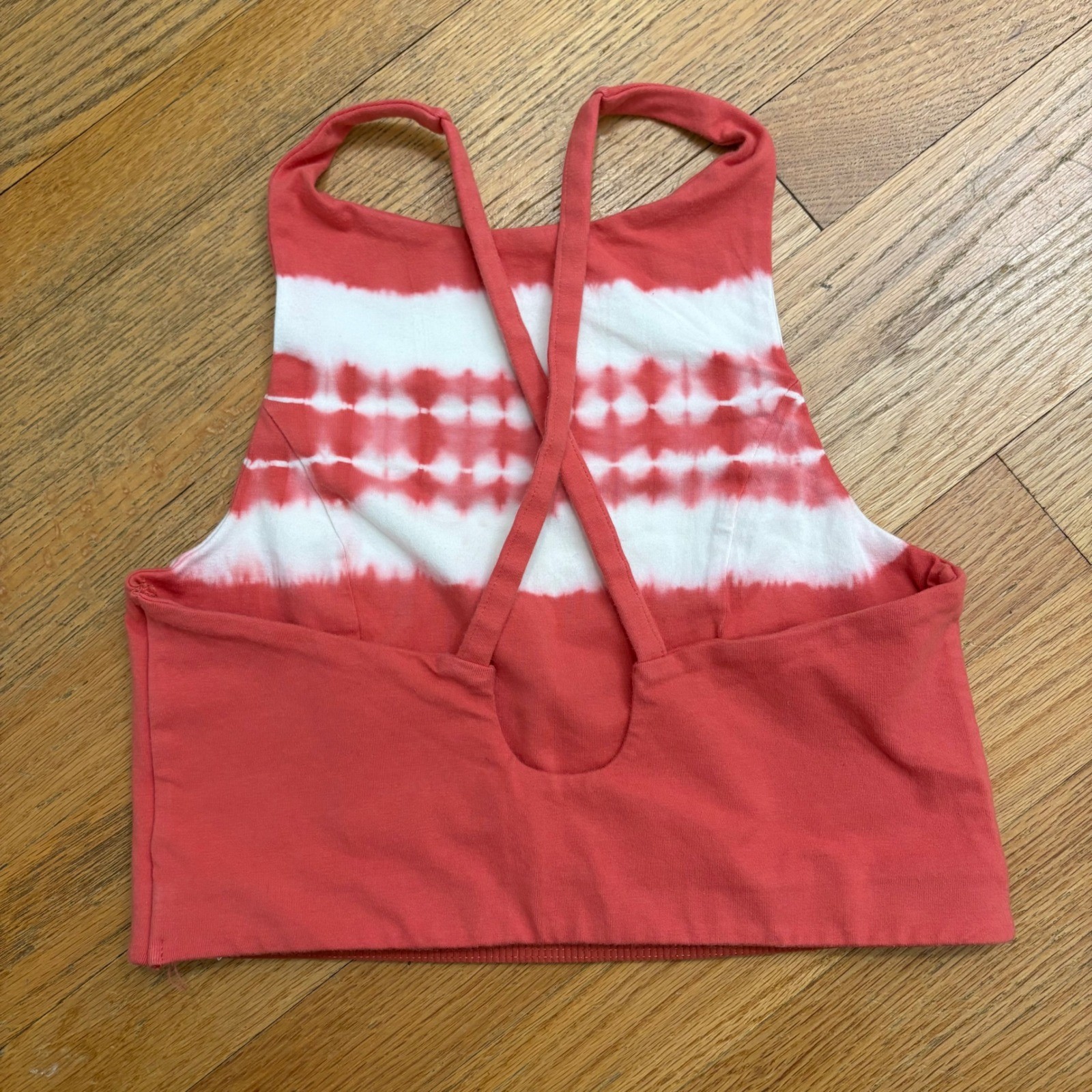 Aerie Crop Top M Coral Pink Tie Dye Cotton Blend Strappy Hippie Boho Festival