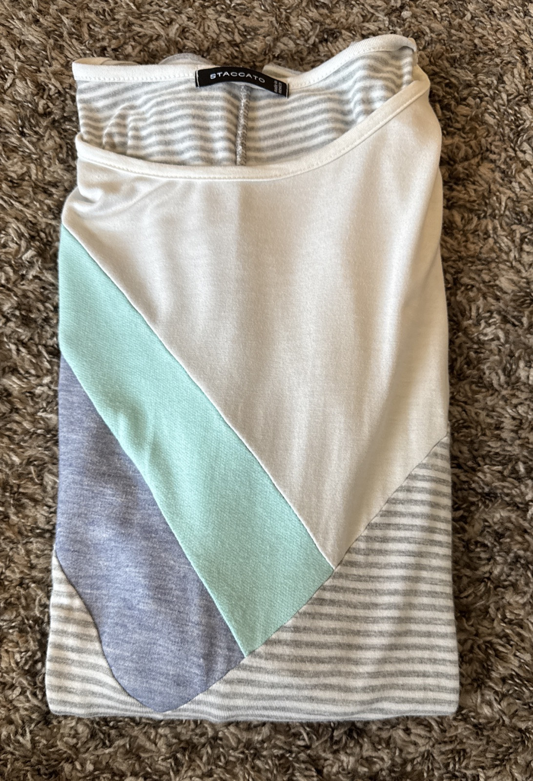 Staccato Top Blues Gray Stripe Shirt Color block Size M/L Women’s