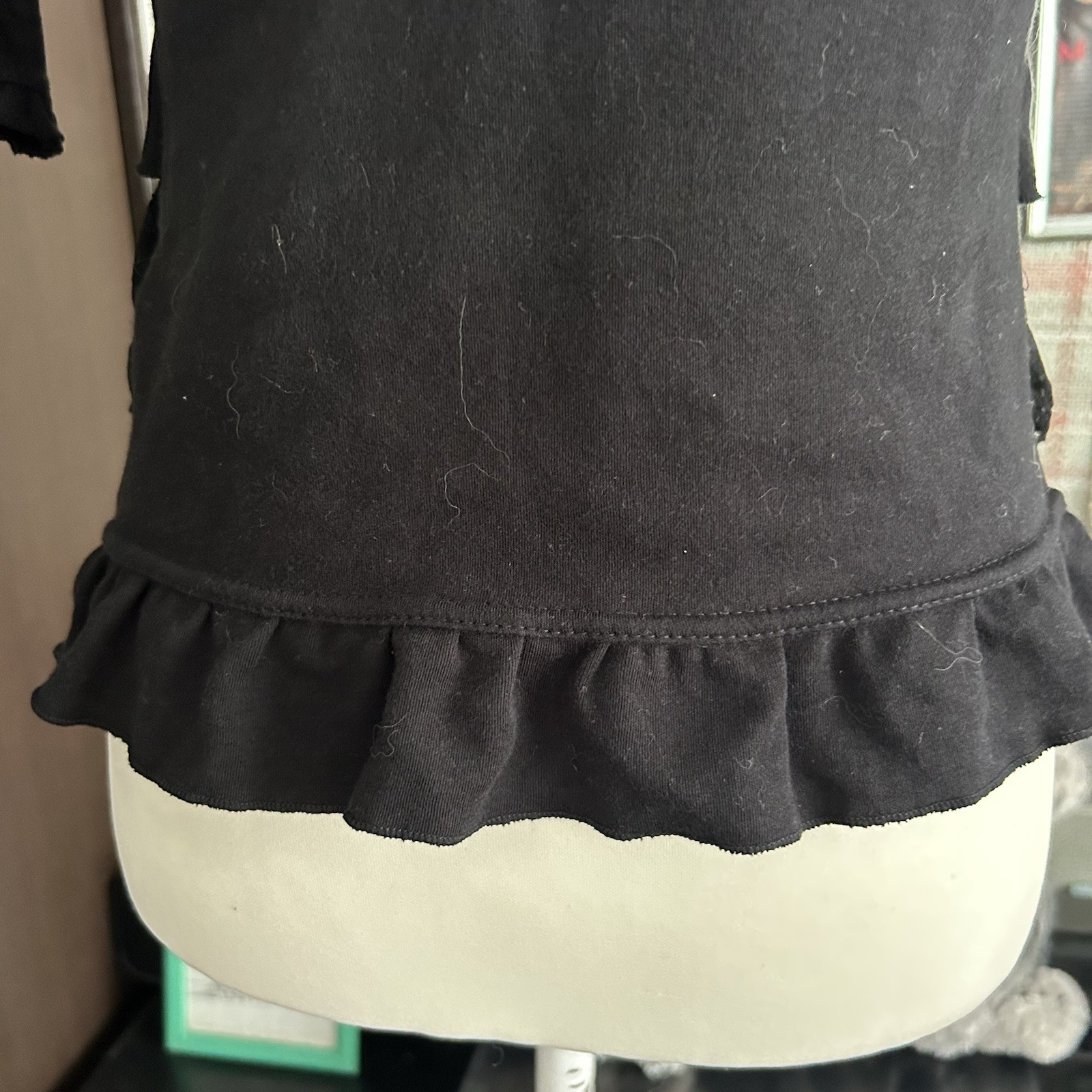 Black Tiered Ruffle Top Lace Layered Blouse Elegant Feminine Gothic Aesthetic
