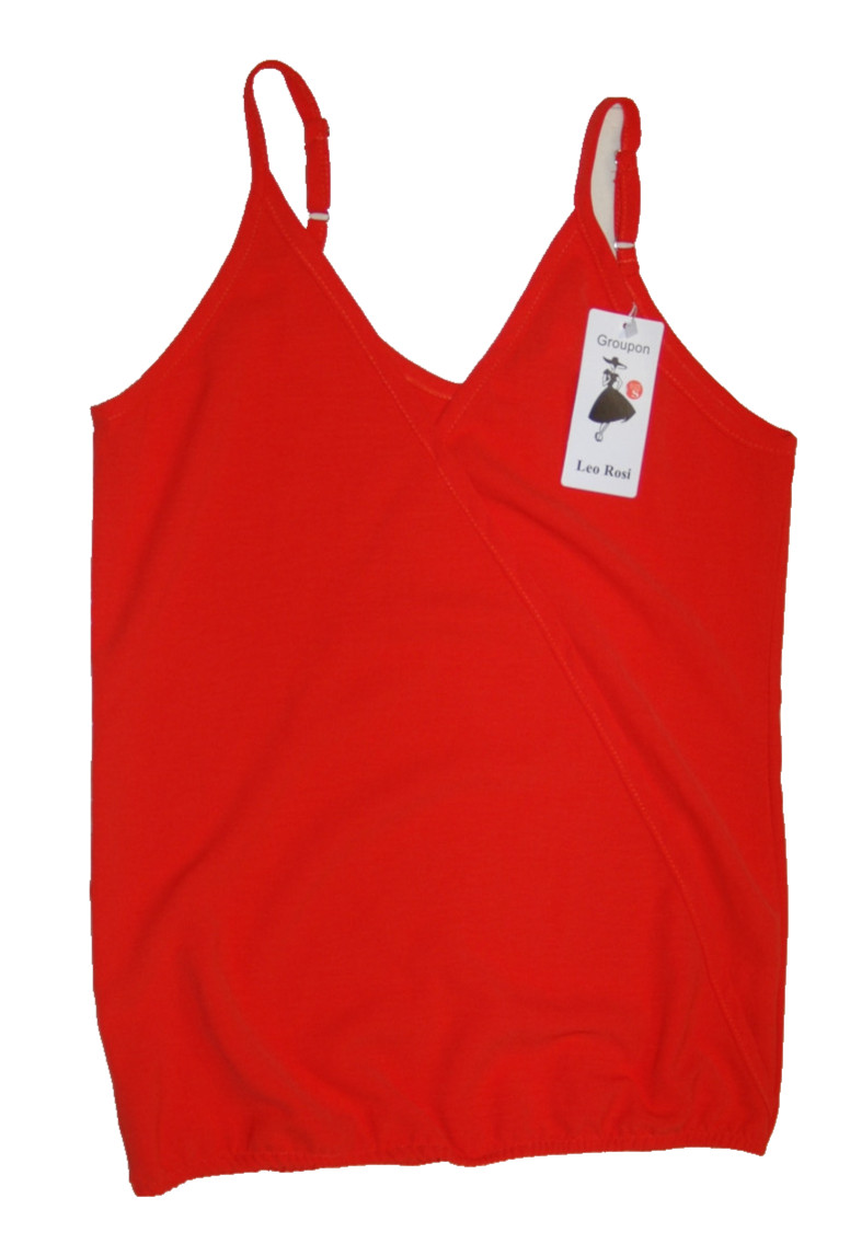 Leo Rosi Tank Top Womens S Spaghetti Straps Ruffle Elastic Waist Band Shirt NWT