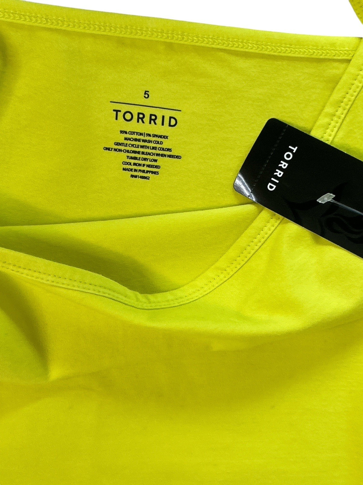 NWT Torrid 5 Foxy Neon Yellow Green Cotton Blend Cami Top, Size 5X 28