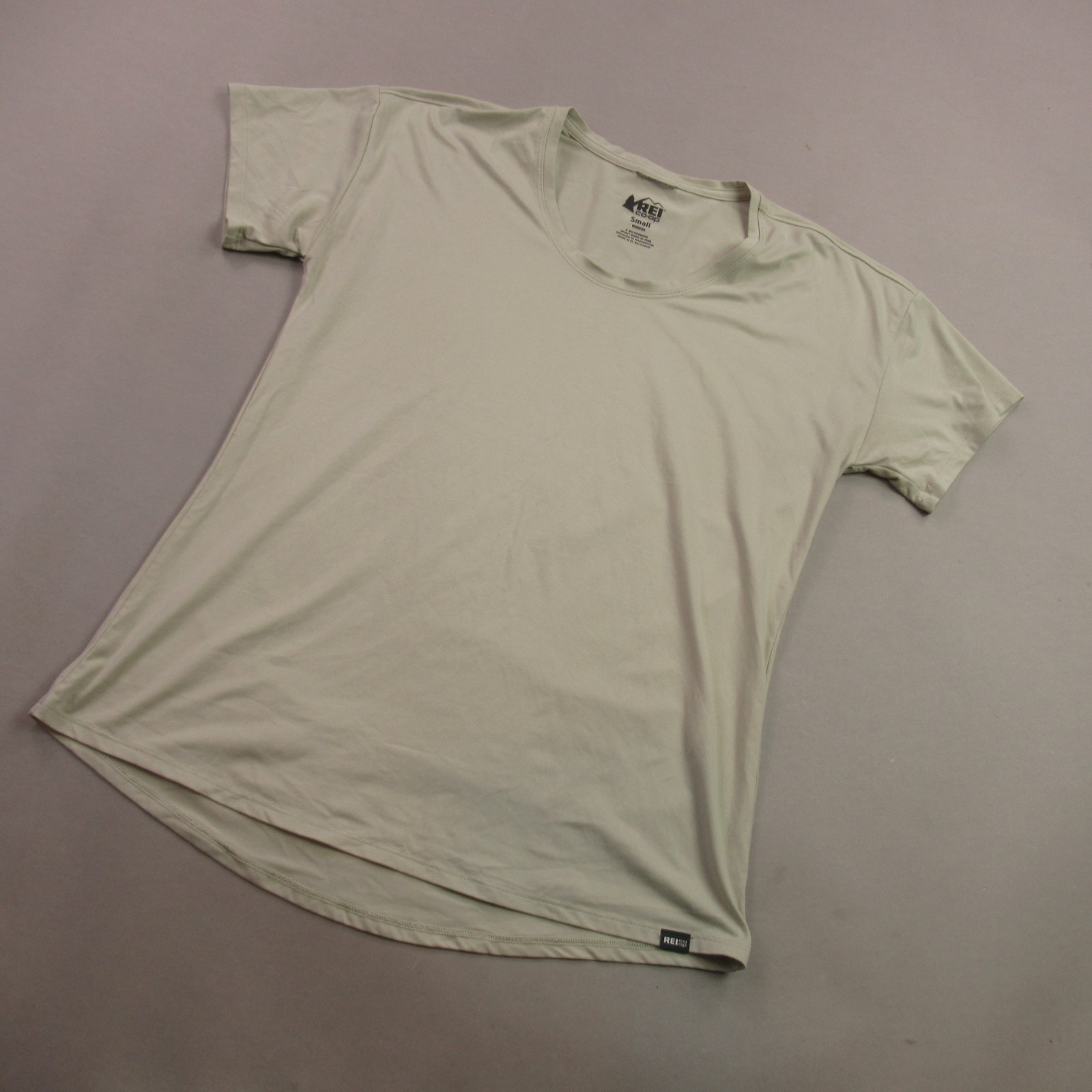 REI Shirt Womens Small Short Sleeve Ivory Crew Neck Stretch Casual