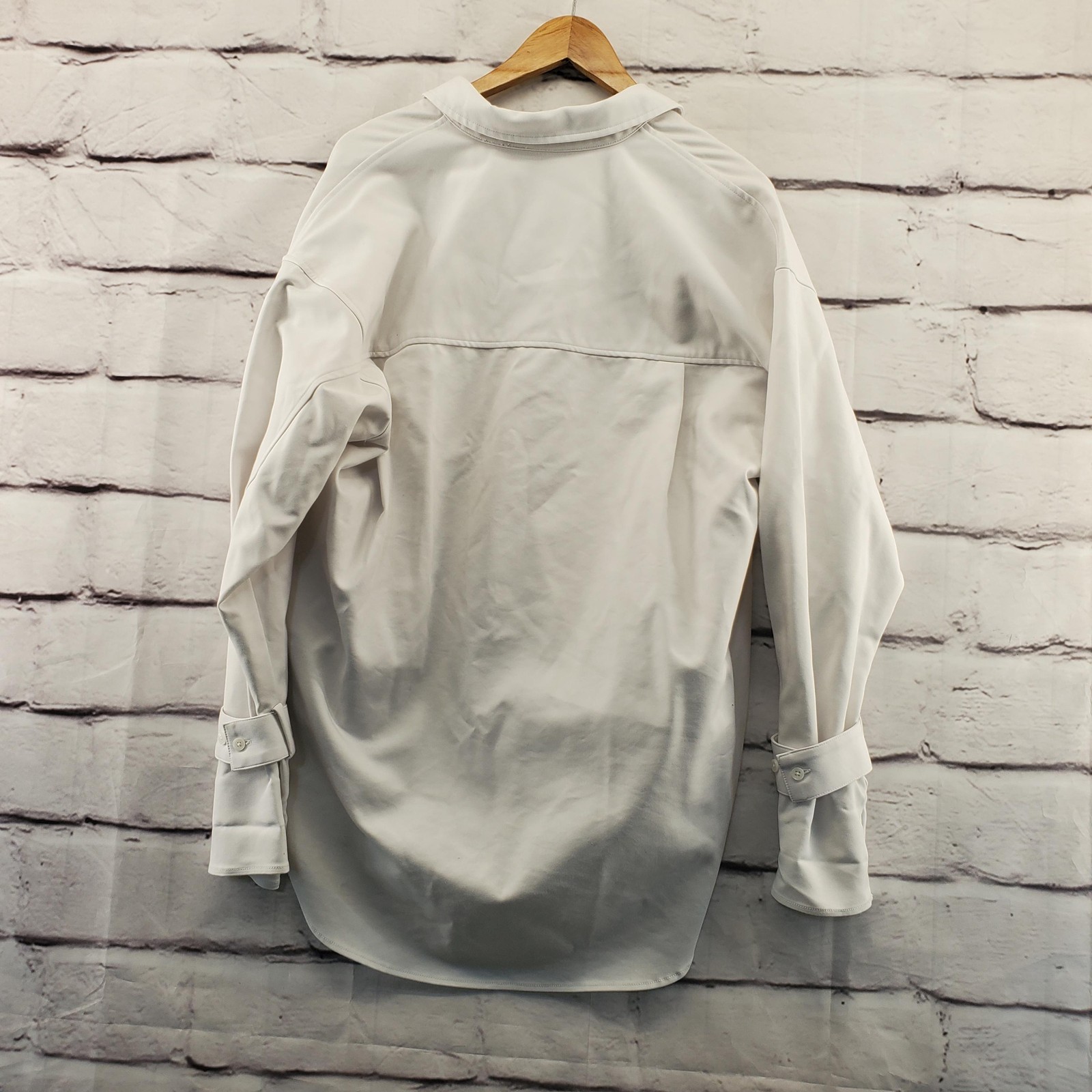 Good American Shirt Womens 1/2 White Button Front High Low Tunic Top Oversized