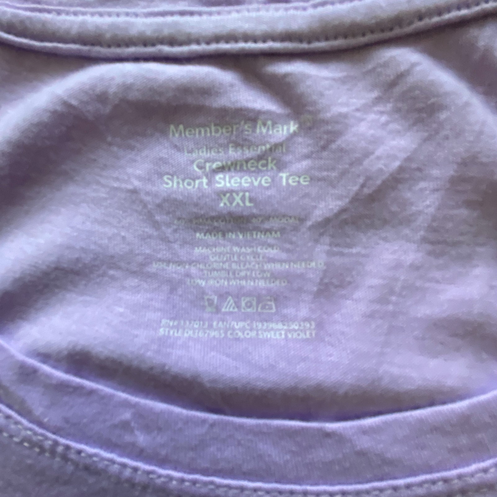 Members Mark Women XXL Purple Essential Crewneck Short Sleeve T Shirt
