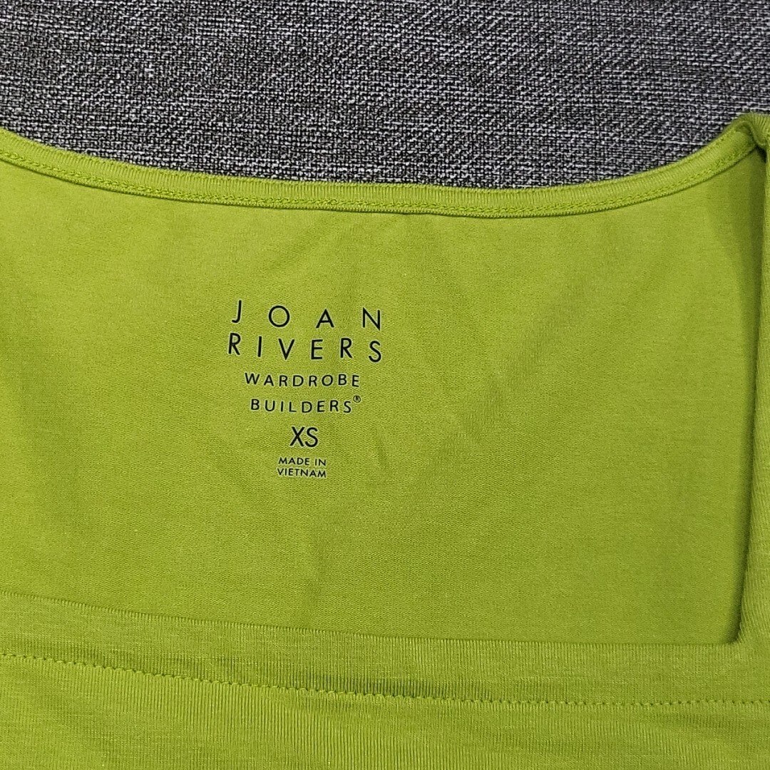 Joan Rivers Wardrobe Builders Square Neck Top X-Small Sz Citron Modern Tee Shirt