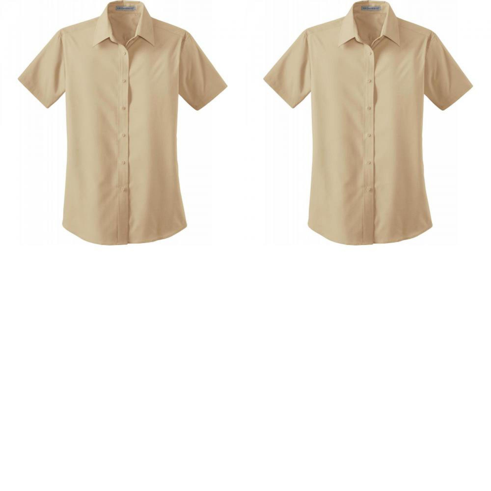 LOT OF 2 Port Authority Short Sleeve Easy Care Poplin Blouse Stone Gray M