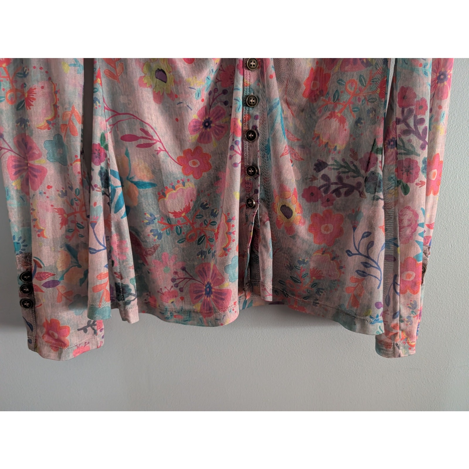 Natural Life Carina Floral Mesh Long Sleeve Top XL