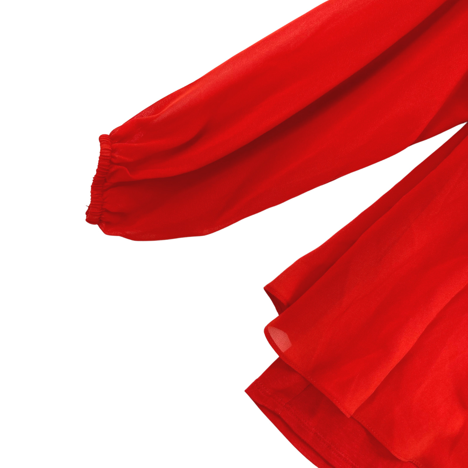 Bar III Women’s Red Cold Shoulder Sleeve Back Keyhole Chiffon Blouse Top Size XS