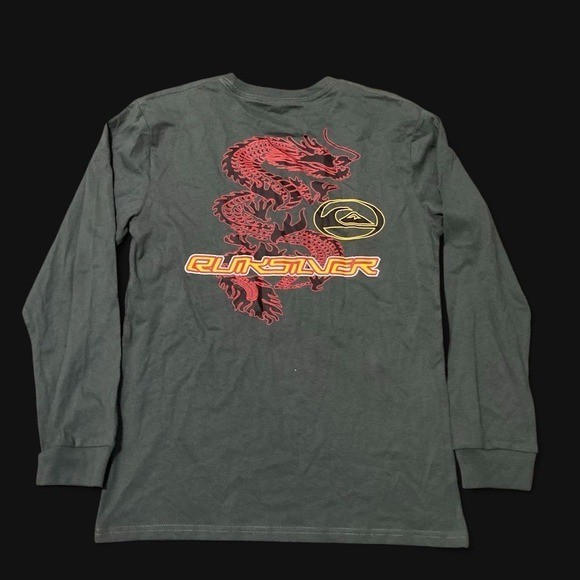 NWT Quiksilver double sided long sleeve tee Dragon Surf style L/17.5
