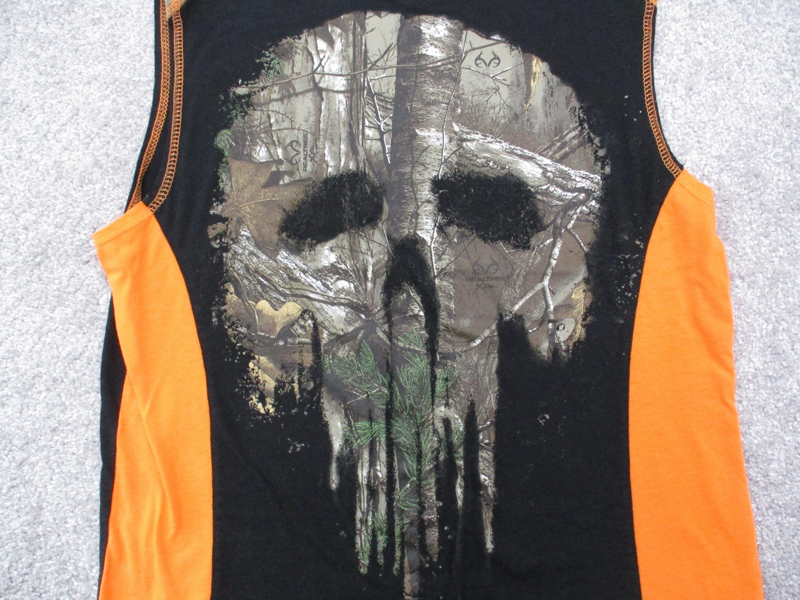 Marvel Shirt Womens Medium Black Punisher Realtree Camo Skull Graphic Tank Top