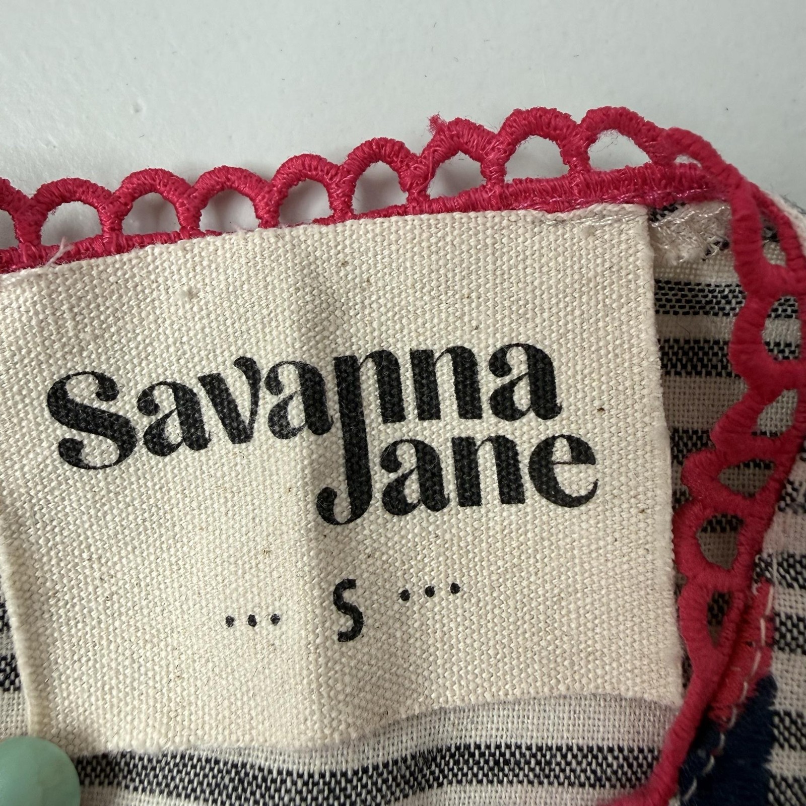 Savanna Jane Tank Tunic Womens S Gray Striped Embroidered Crochet Pockets