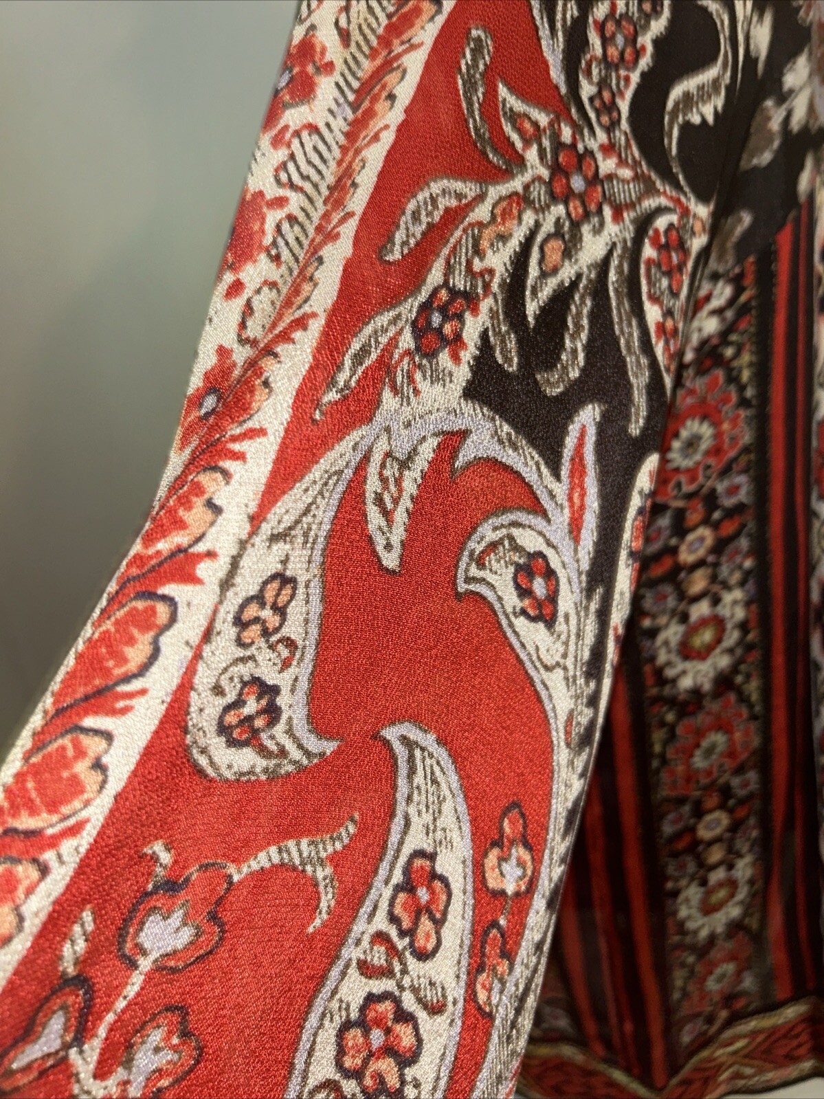 Isabel Marant Etoile Top Tucson Black/Red Paisley Print Crepe Blouse Sz M