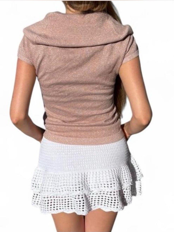 Cashmere cotton blend Metallic Cap Sleeve Cowl Neck Blouse Express medium
