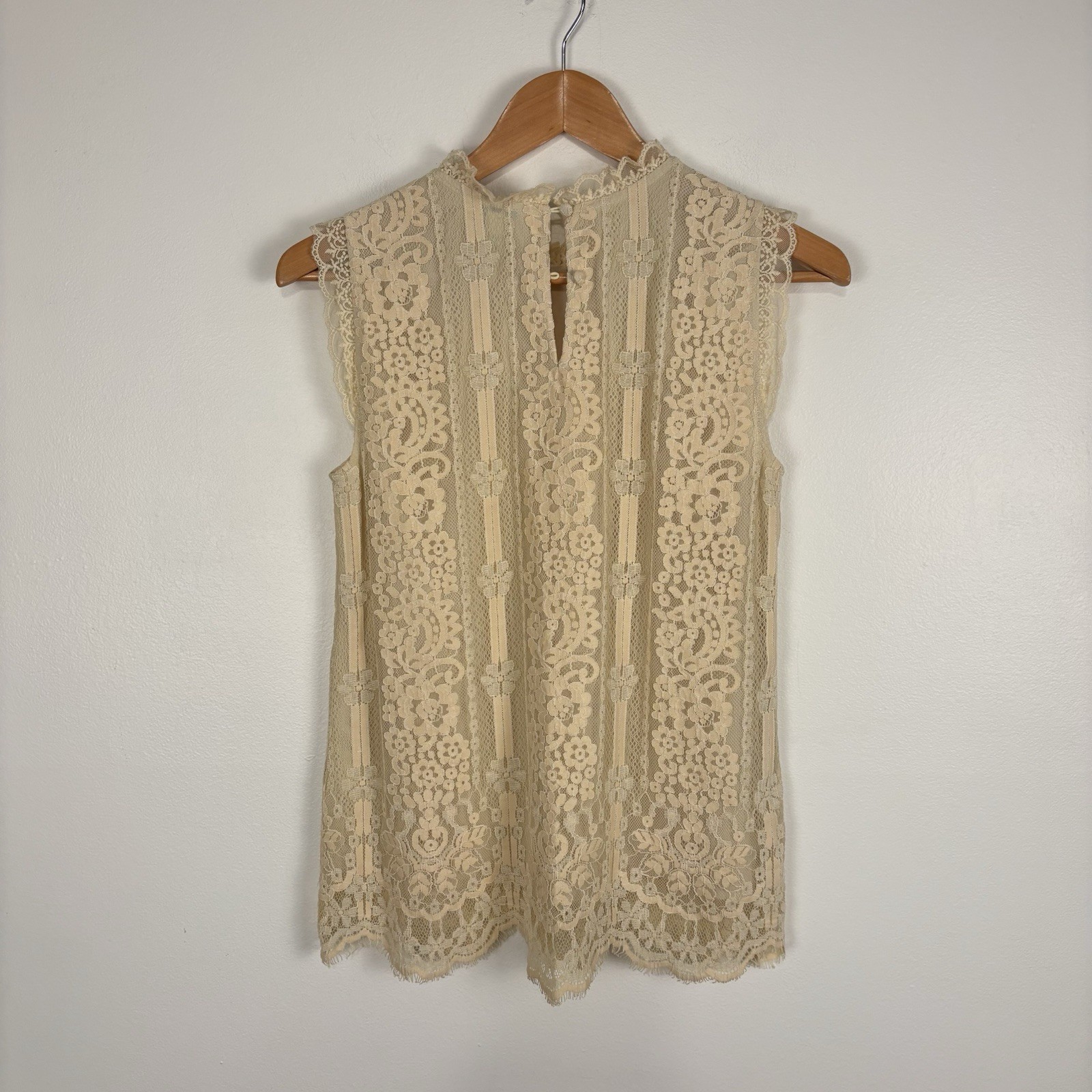 Sundance Esme Scalloped Lace Sleeveless Blouse Ivory Size XS New With Tags