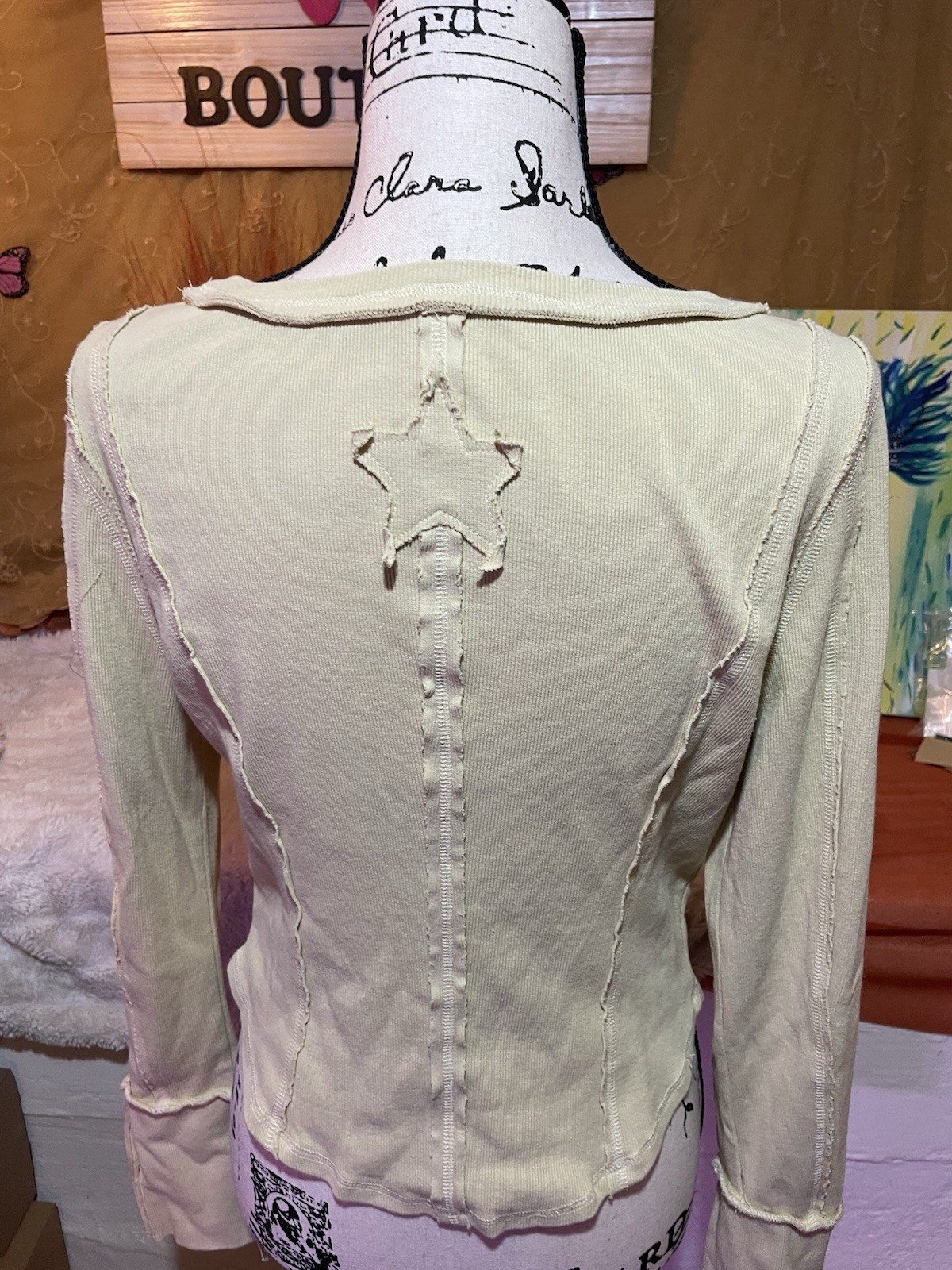 Bohemela Autumn/Winter Boho Cream Green Casual Solid Color