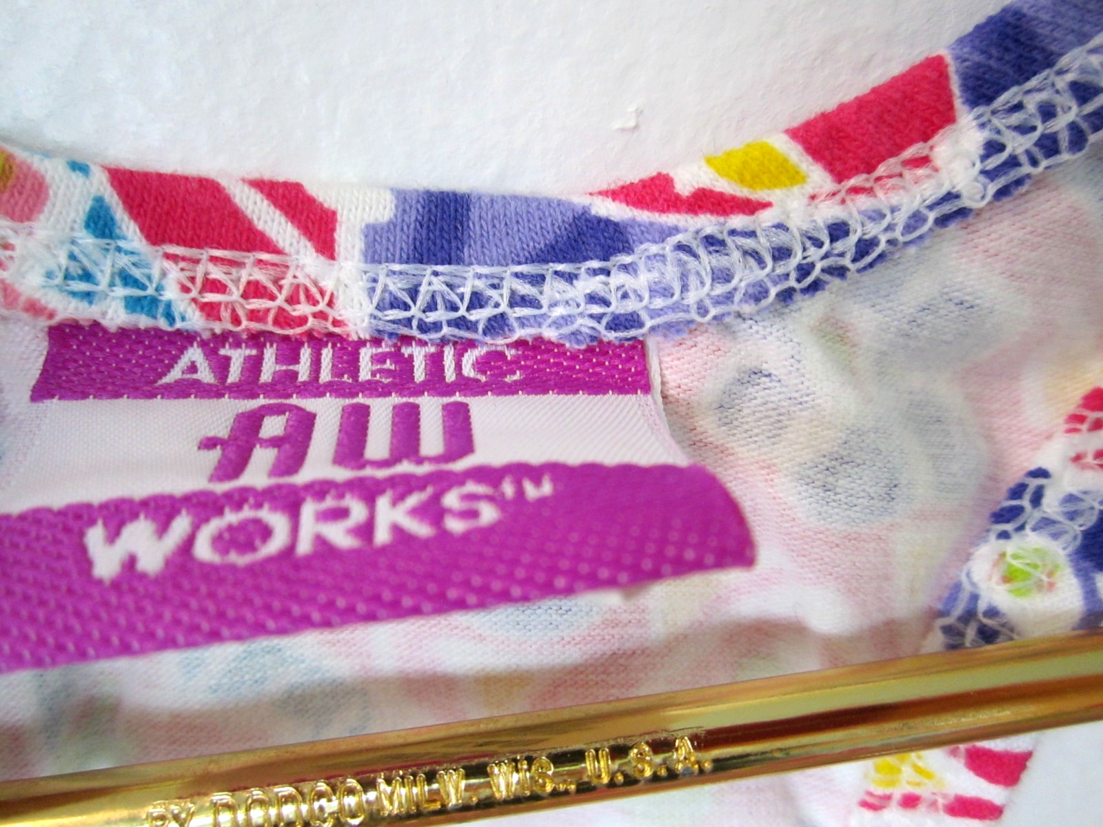 VTG 90s Retro Athletic Works Sports Bra Cropped Workout Top Colorful M USA