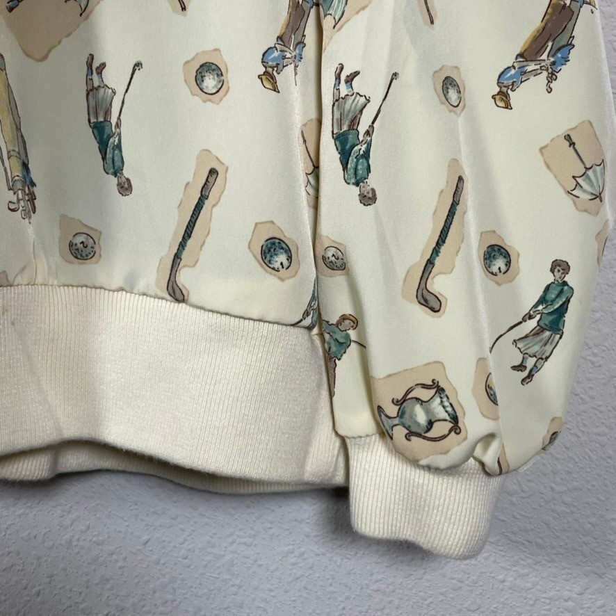 Country Club by Koret Golf Pullover Women XL Cream Kitschy AOP 90s Windbreaker