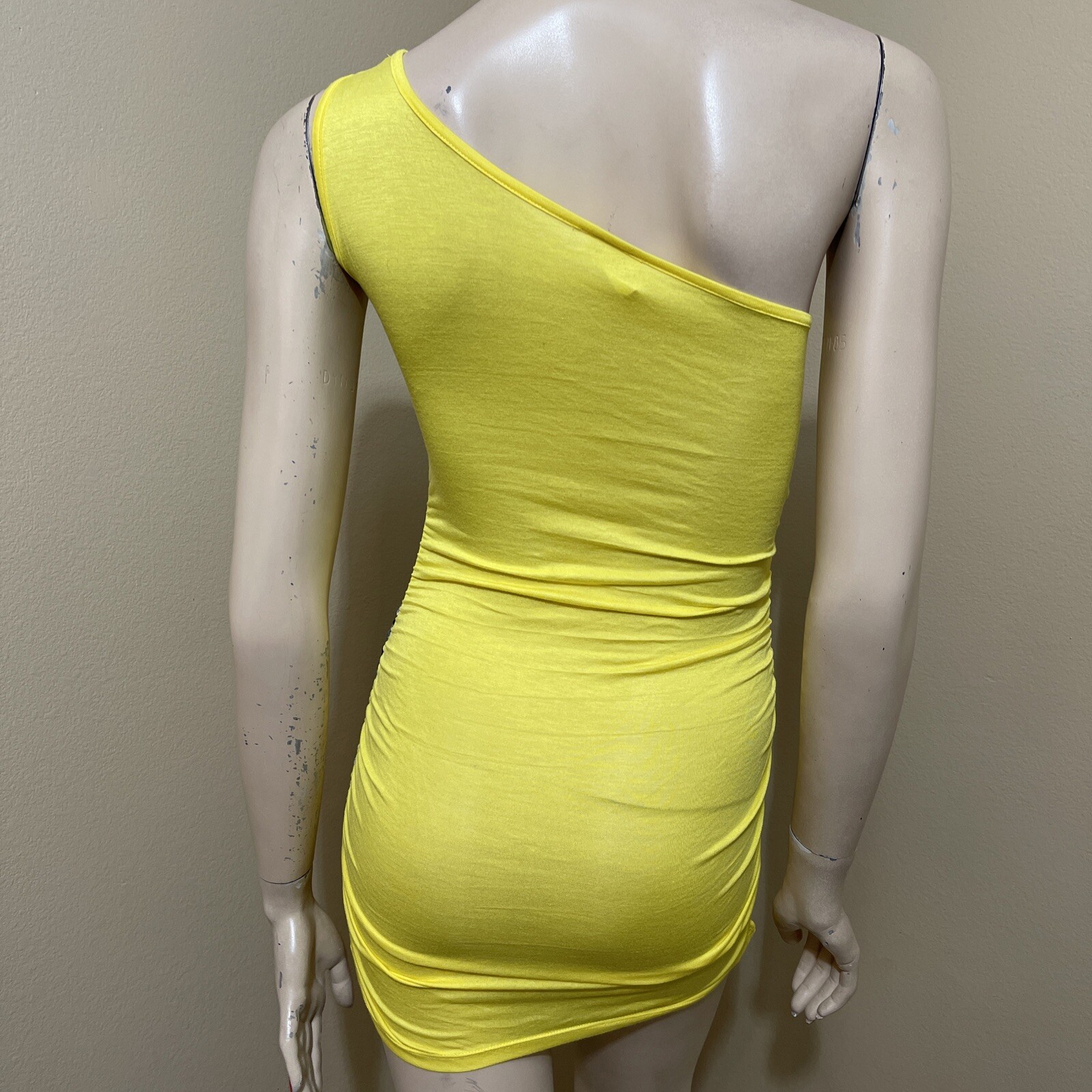 Women’s Yellow Painted Rayon Casual Summer Open Stretch Slim Size S Blouse Tunic