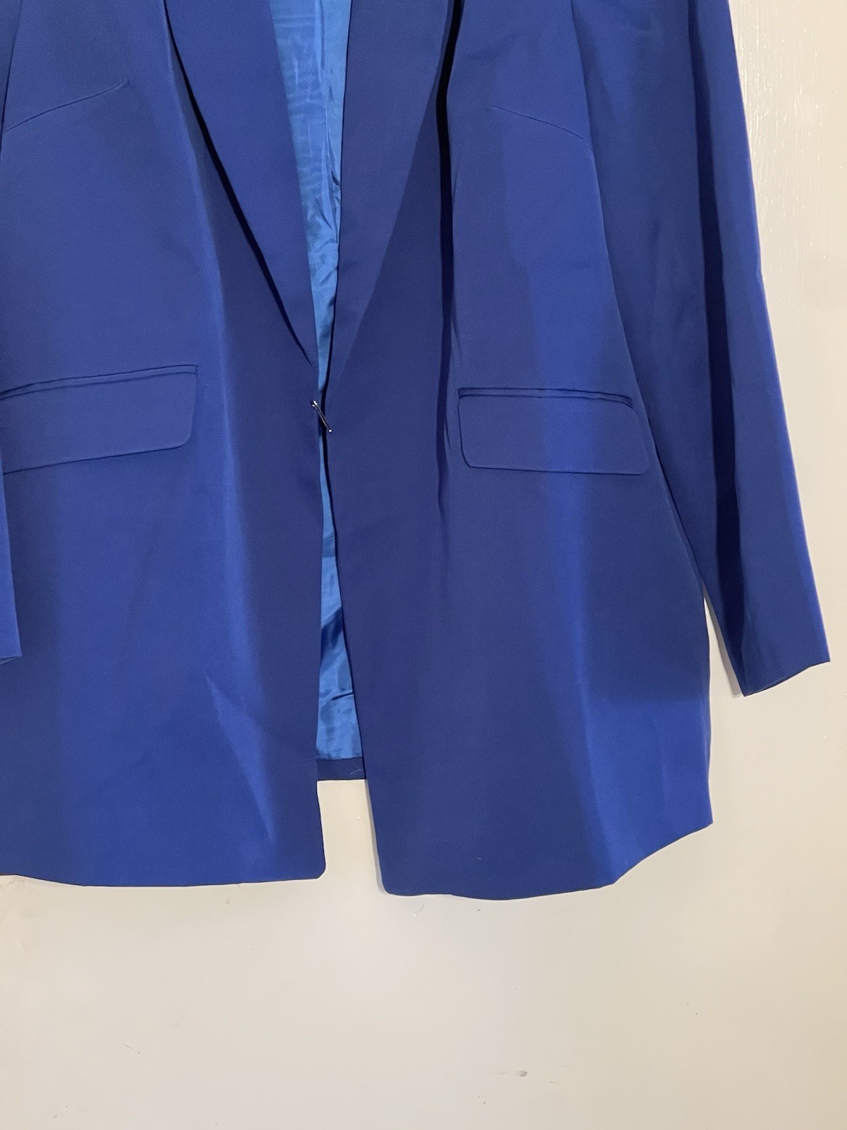 YOURS PLUS SIZE None Button Long Sleeve Casual Blazer Blue Women’s U.K-24”