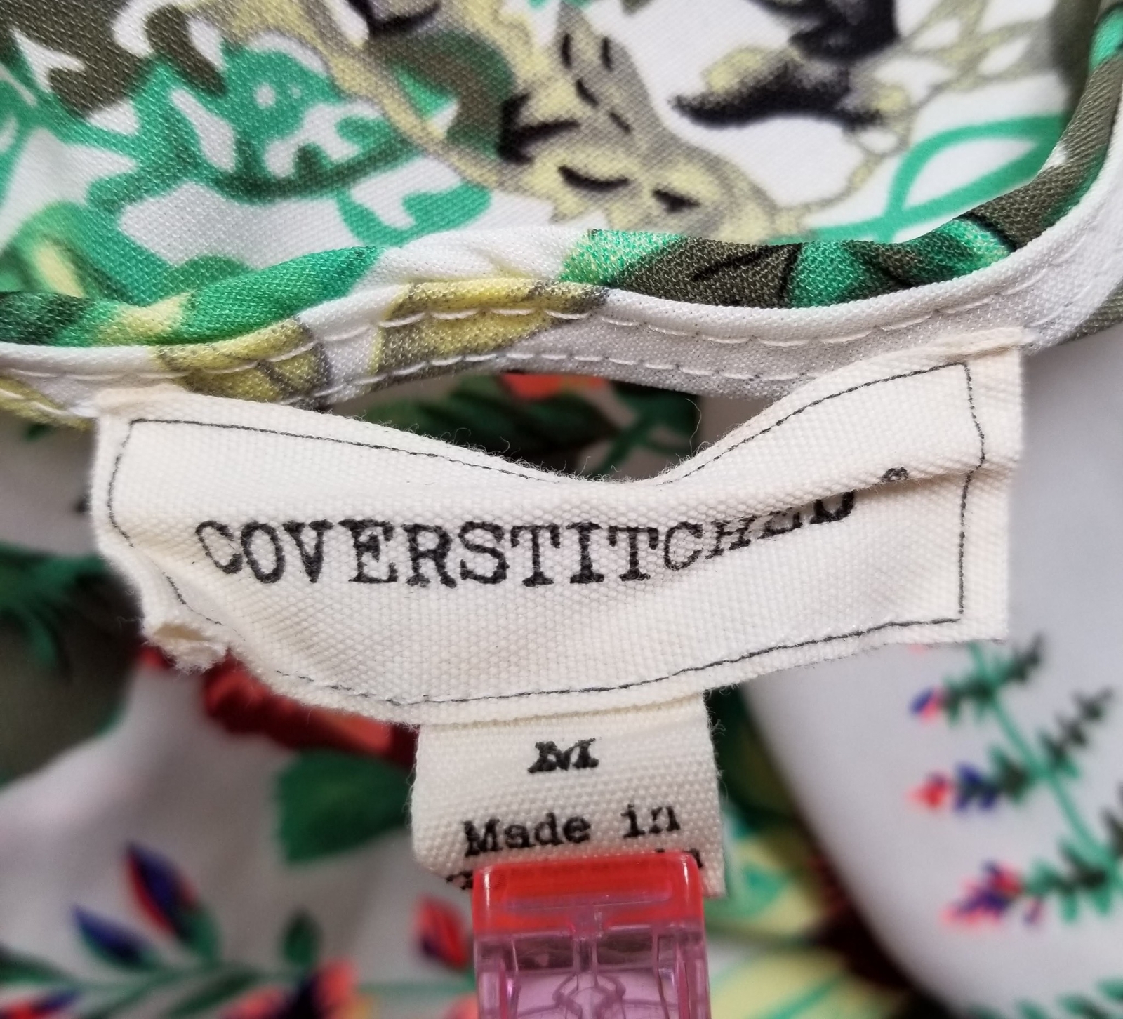 Coverstitched Top Women’s Medium M Floral Short Sleeves Blouse Off the Shoulder