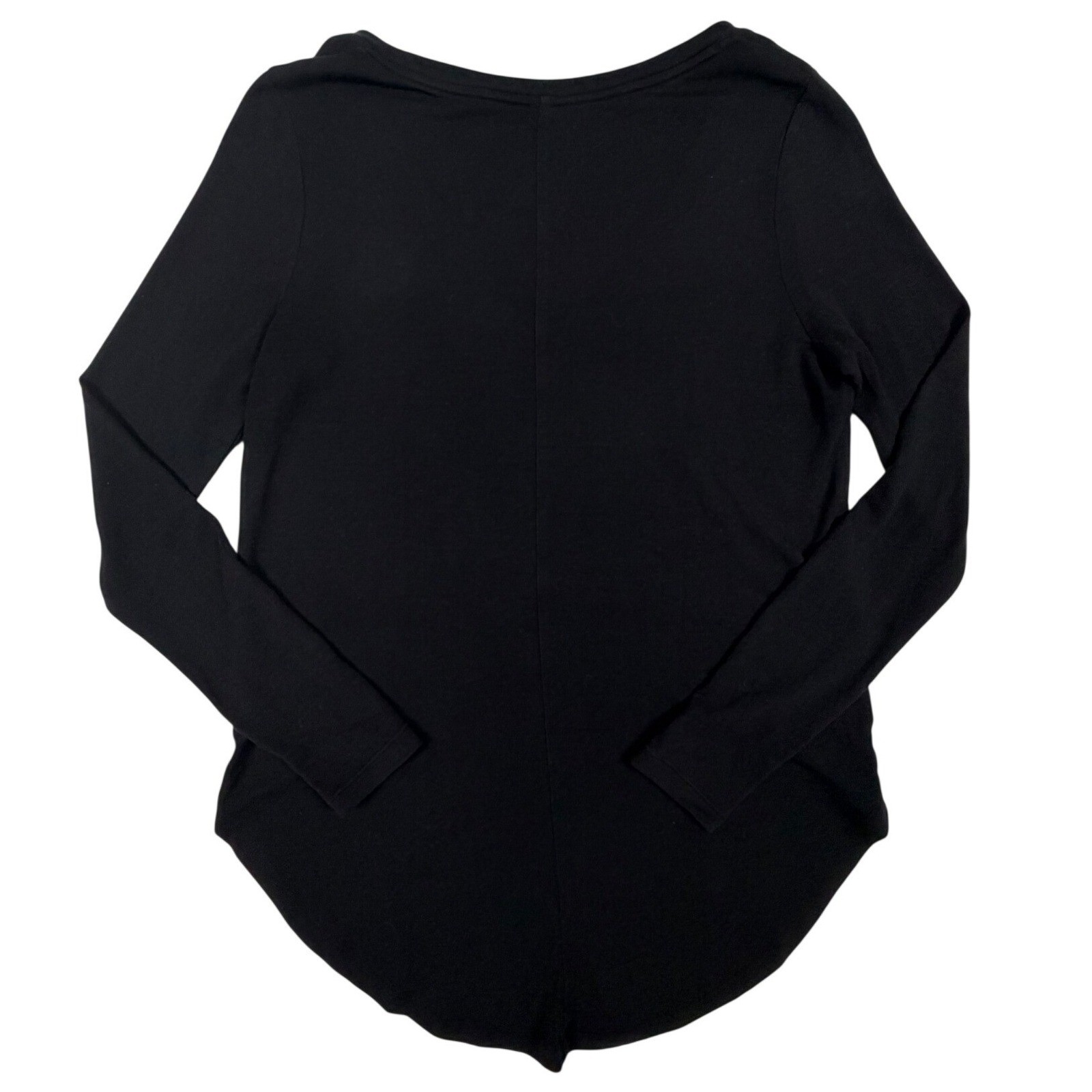 Athleta Black Modal Blend Long Sleeve Scoop V-Neck Curved Hem Top Small