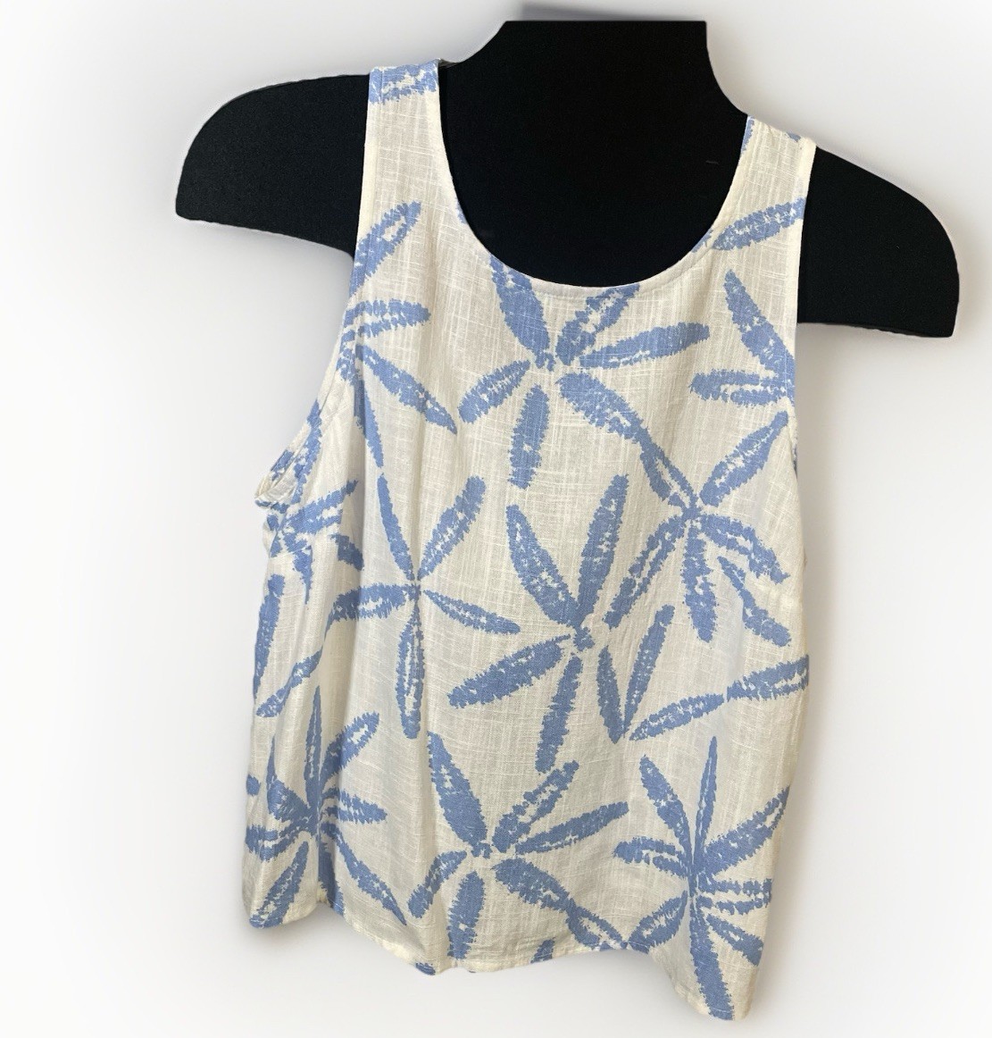 Stradivarius Sz M Nautical Blouse LINEN Blend Sleeveless Summer Light
