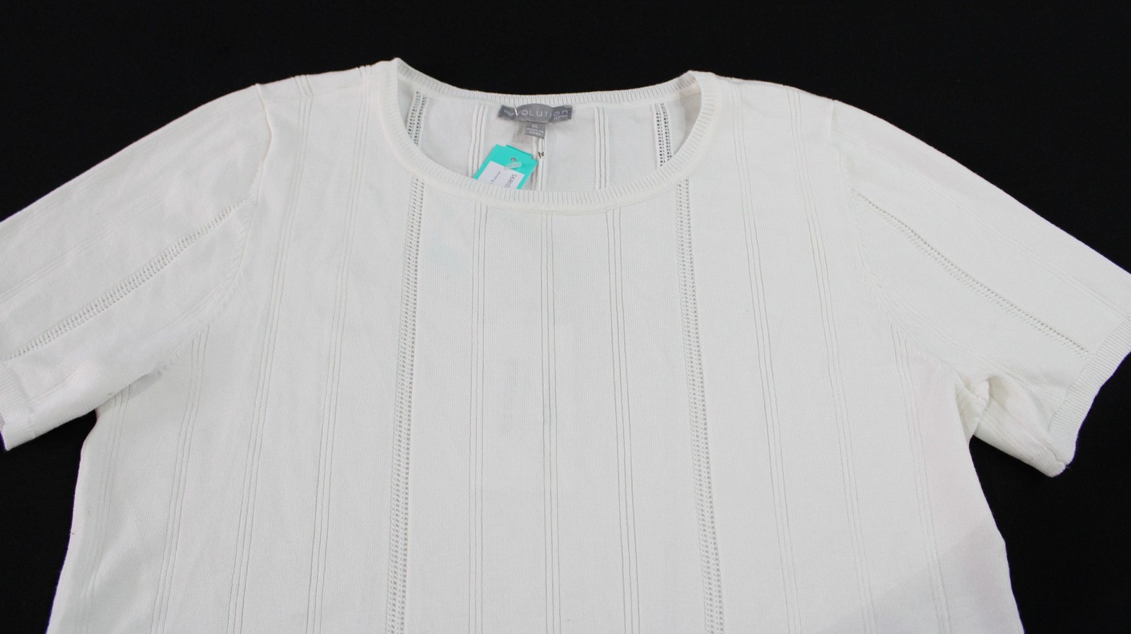 Evolution by Cyrus Womens Hadlee Pointelle Crewneck Top AR8 Coconut Milk Size XL