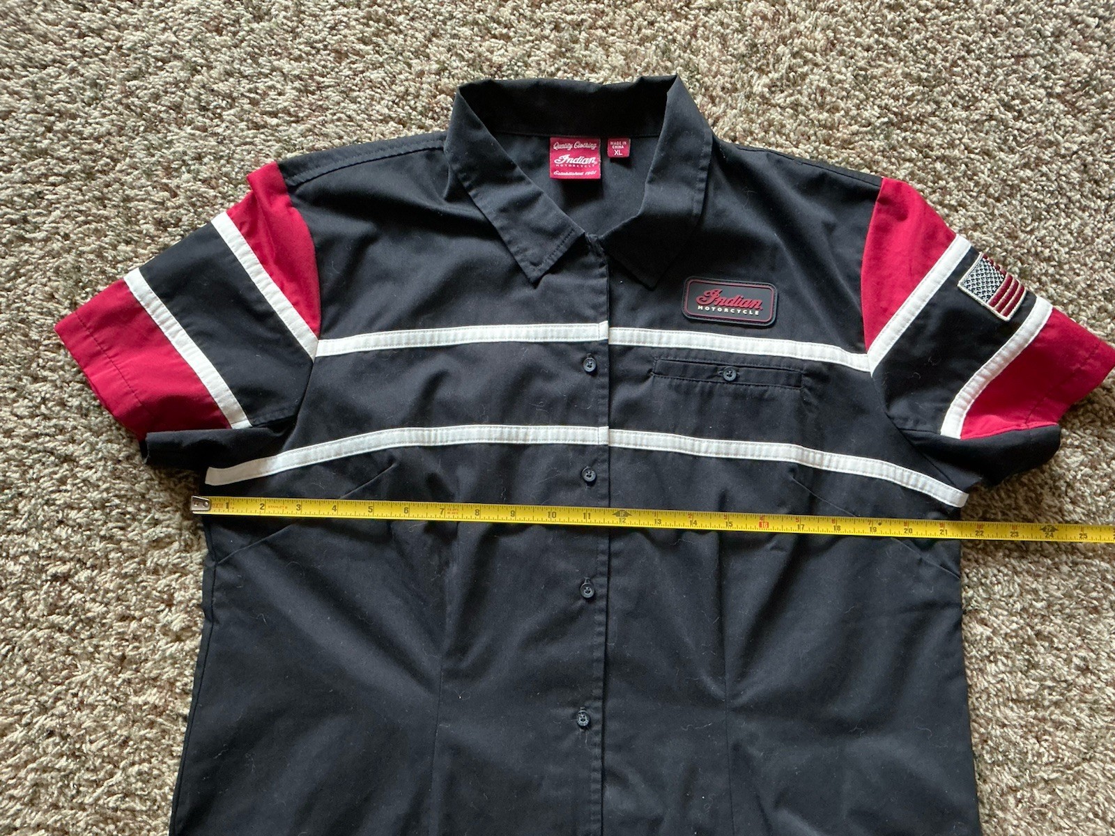 Womens Indian Motorcycle Script Shop Shirt XL EUC