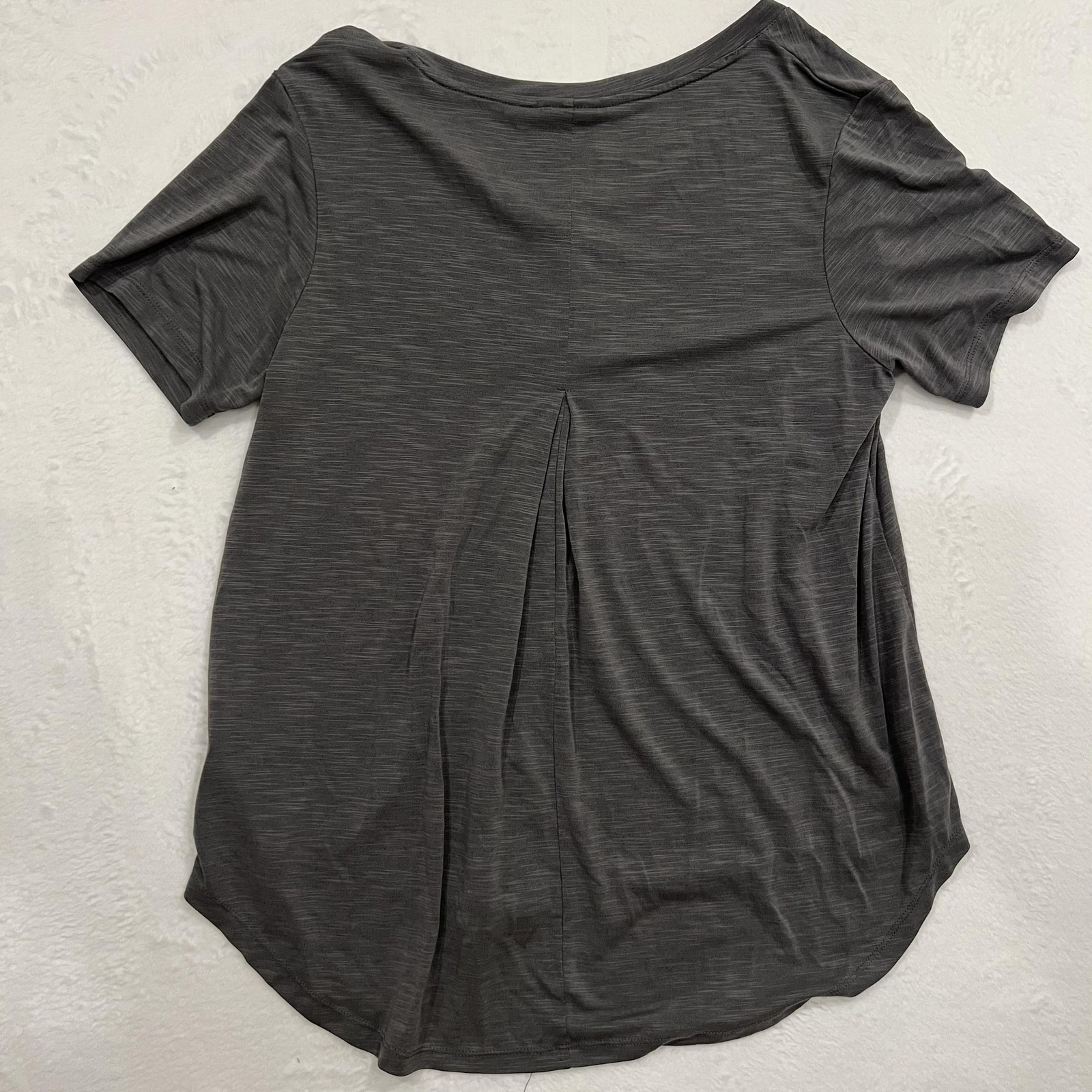 MOD REF Shirt Womens Large Gray V Neck Short Sleeve Modal Blend High Low Top