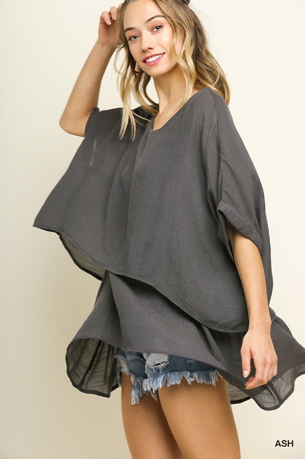 Umgee Plus Solid Overlayer Oversized Tunic Top XL 1XL 2Xl
