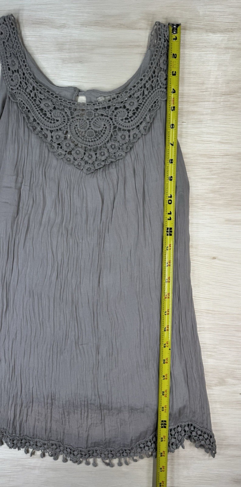 Via Signoria Silk Tank Top Floral Lace Italy Medium Bohemian Festival Crinkle