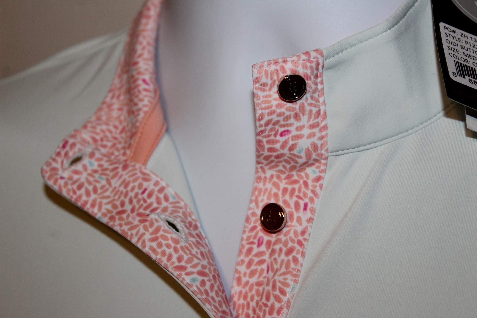 Fairway & Greene Womens M Didi Button Mock Long Sleeve Golf Polo Shirt $145 UPF