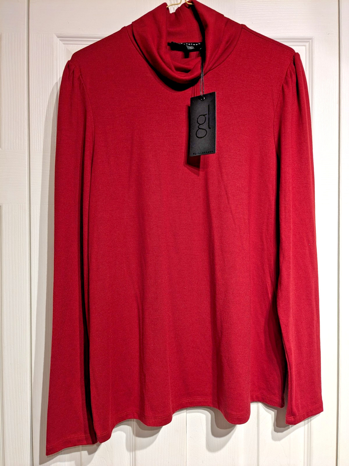 Gibsonlook Pullover Women L Garnet Red Cowl Neck Long Sleeve Top NWT Stretch