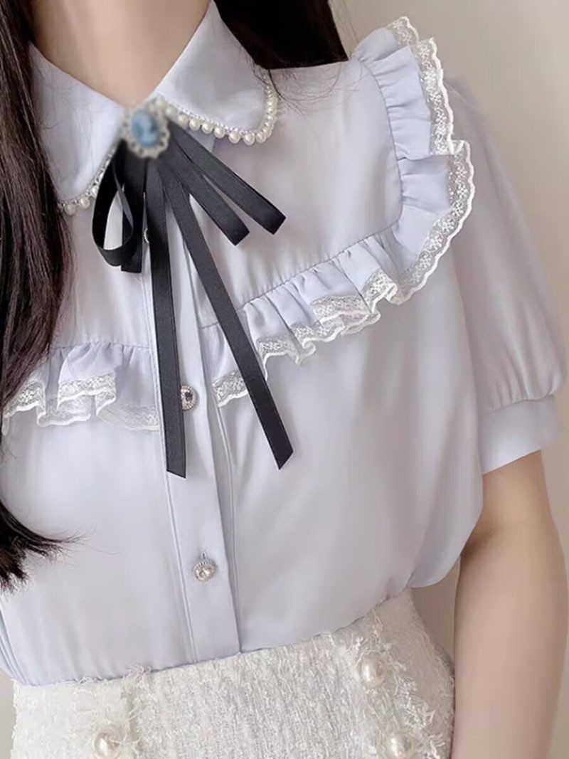 Japanese Sweet Girls Womens Doll Collar Shirt Tops Lolita Cute Princess T-Shirts