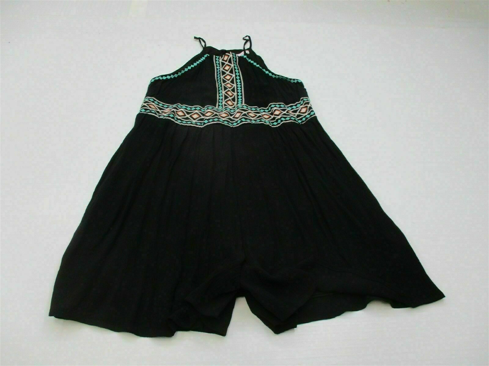 new XHILARATION Women’s Size XS Classic Lined Rayon Black Short Overalls #TY1850