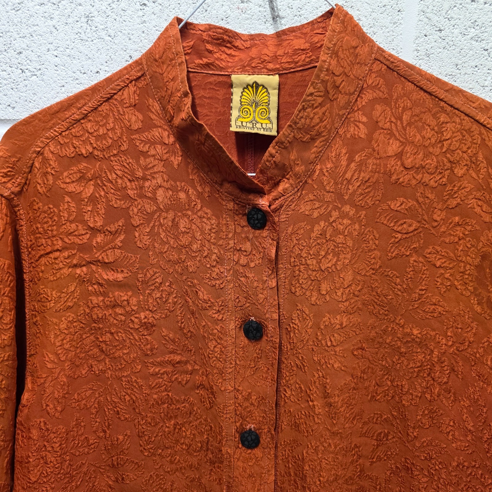 URU Kristine St. Rrik SILK Jacquard and Embroidered ASIAN Style Tunic O/S 25×27