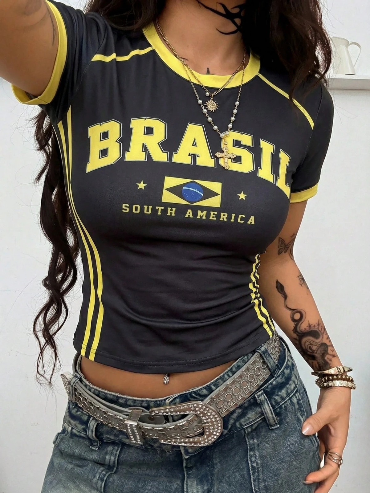 Brazil National Flag Print Women’s T-Shirts Fashion Brasil Fan Jersey Tops Casua