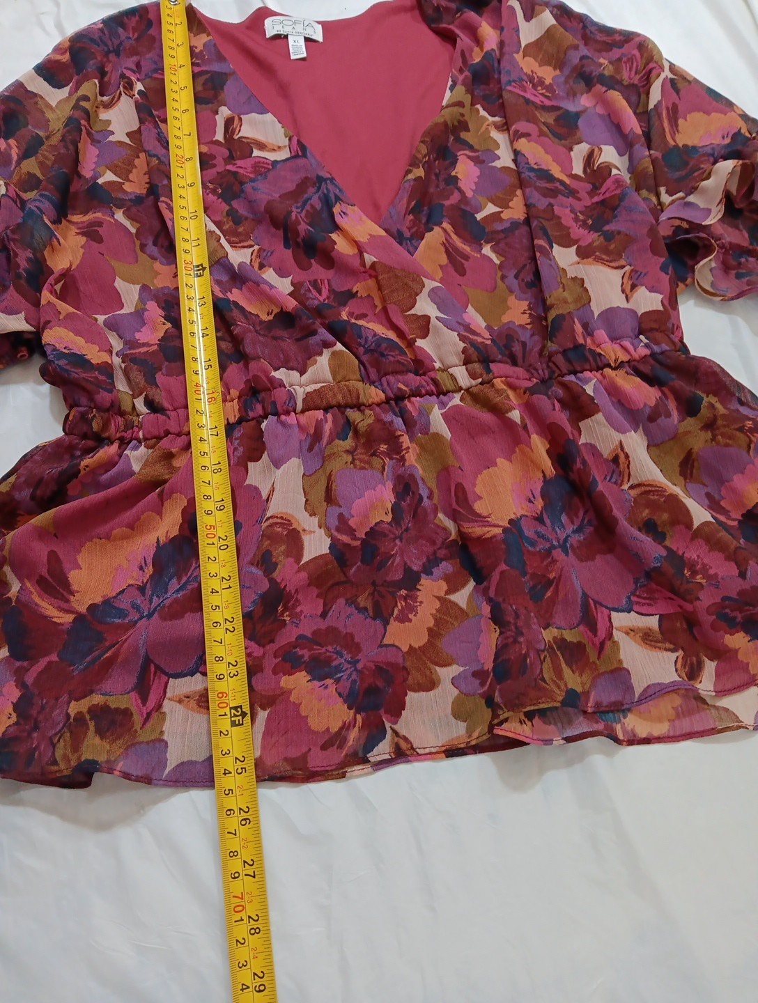 Sofia Jeans by Sofia Vergara Lined Multicolor Crossover Women Blouse Top Size XL