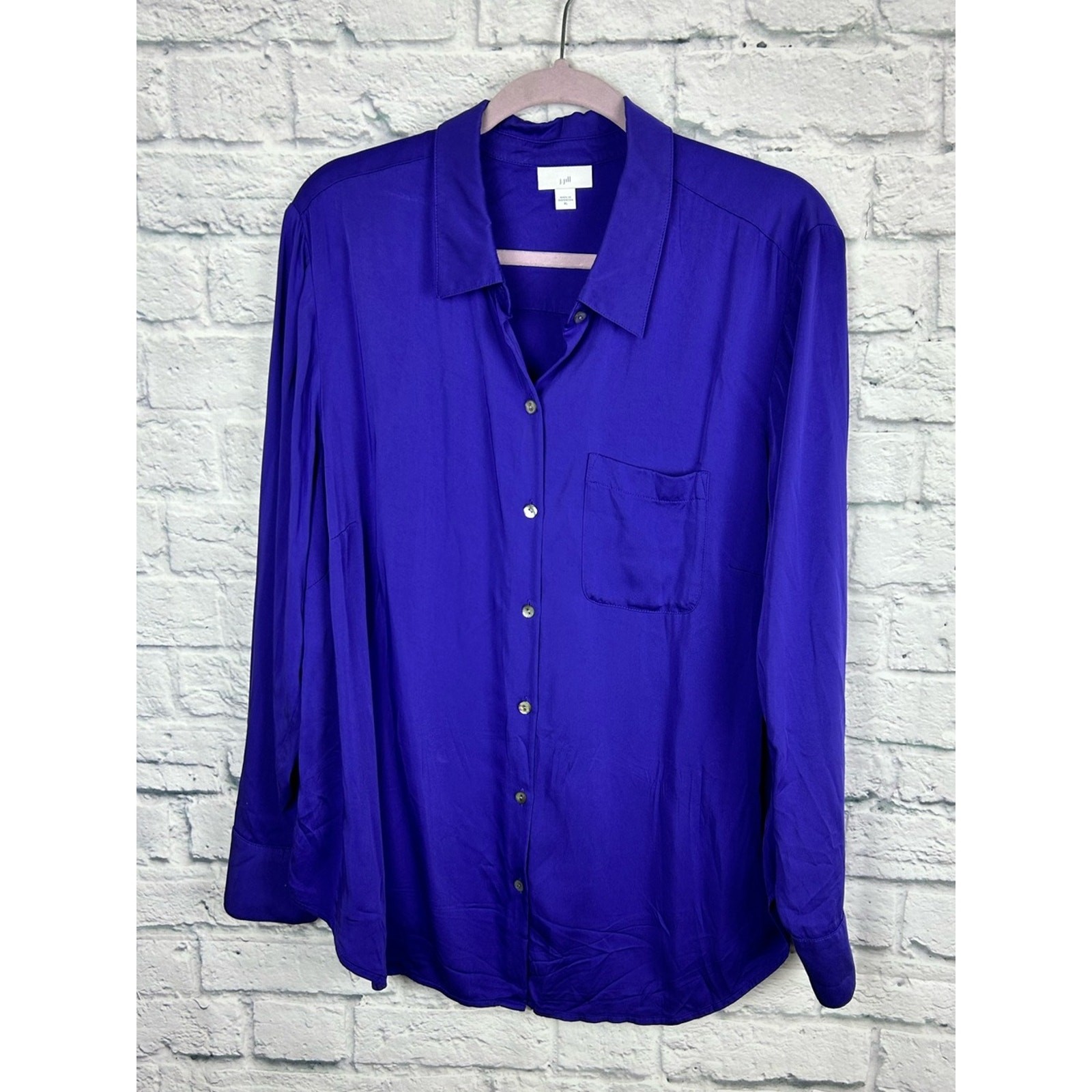 J.Jill XL Purple Button Front Blouse 100% Ecovero Viscose Long Sleeve Top