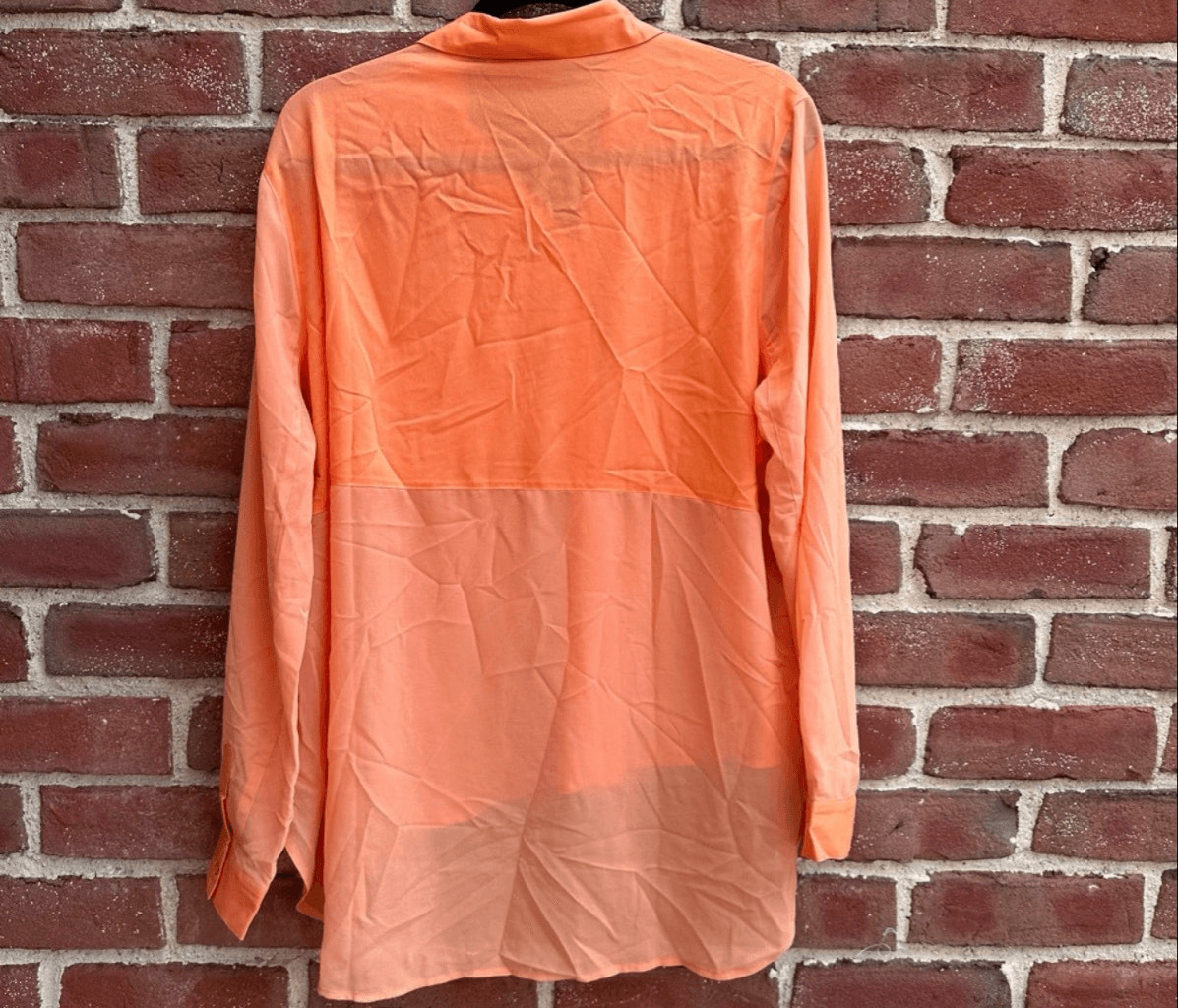 MINKPINK Oversized Button Front Shirt Orange High Low Boxy women’s Medium NWT