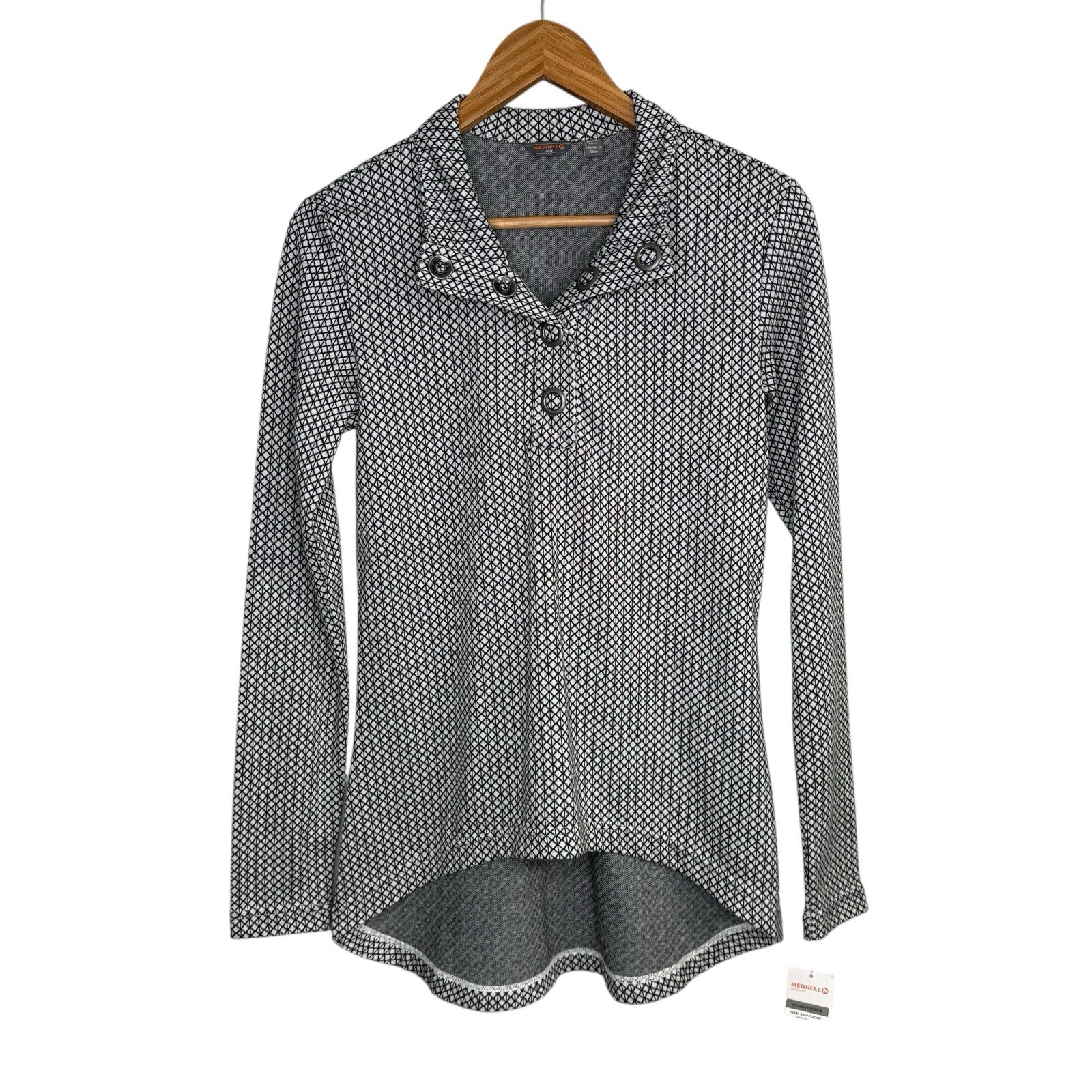 Merrell Womens Top Medium Black Indira Snap Placket Pullover Henley Outdoors