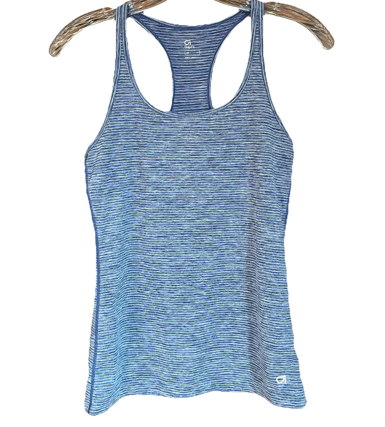 Gap Fit Tank Top Womens XS Blue Striped Gym Exercise Yoga Racerback GapFit