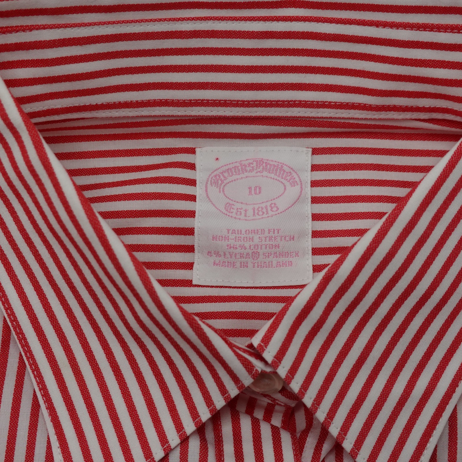 Brooks Brothers Shirt Womens 10 Red Stripe Fitted LS Notched Barrel Cuff $98