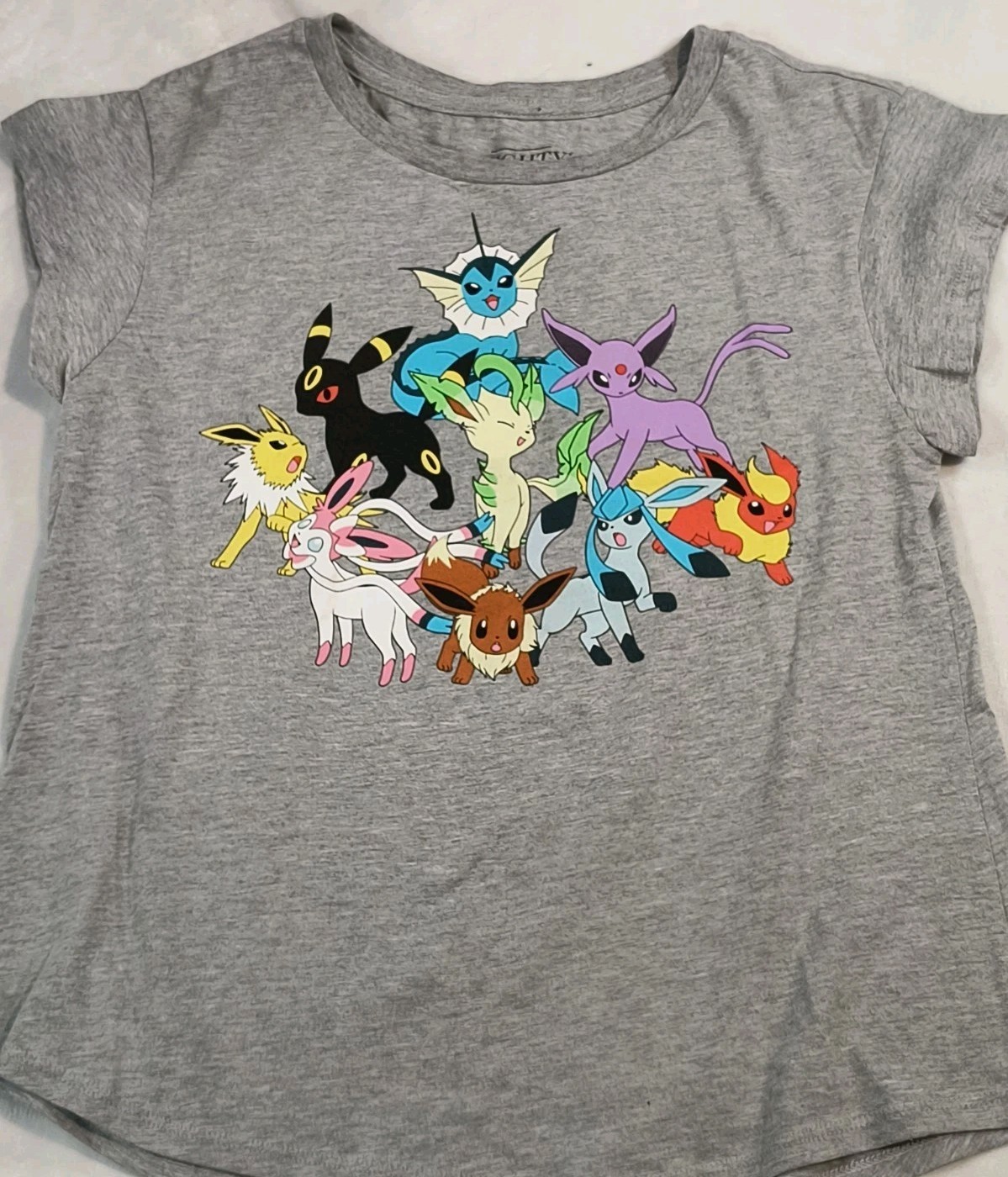 Pokemon Eeveelutions Shirt Women’s L Gray Mighty Fine Eevee Evolutions…