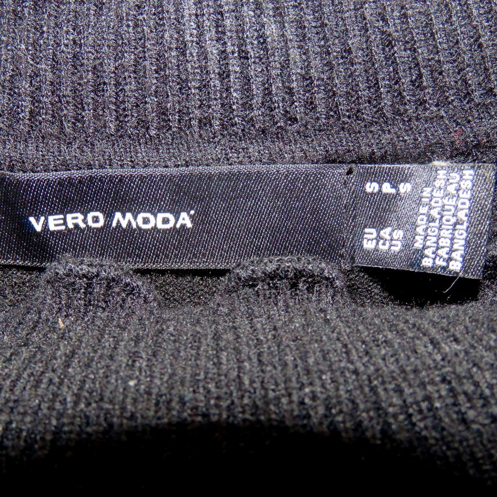 Vero Moda Sleeveless Black Knit High Neck Top Ruffle Trim Neck/Arm/Hem Small
